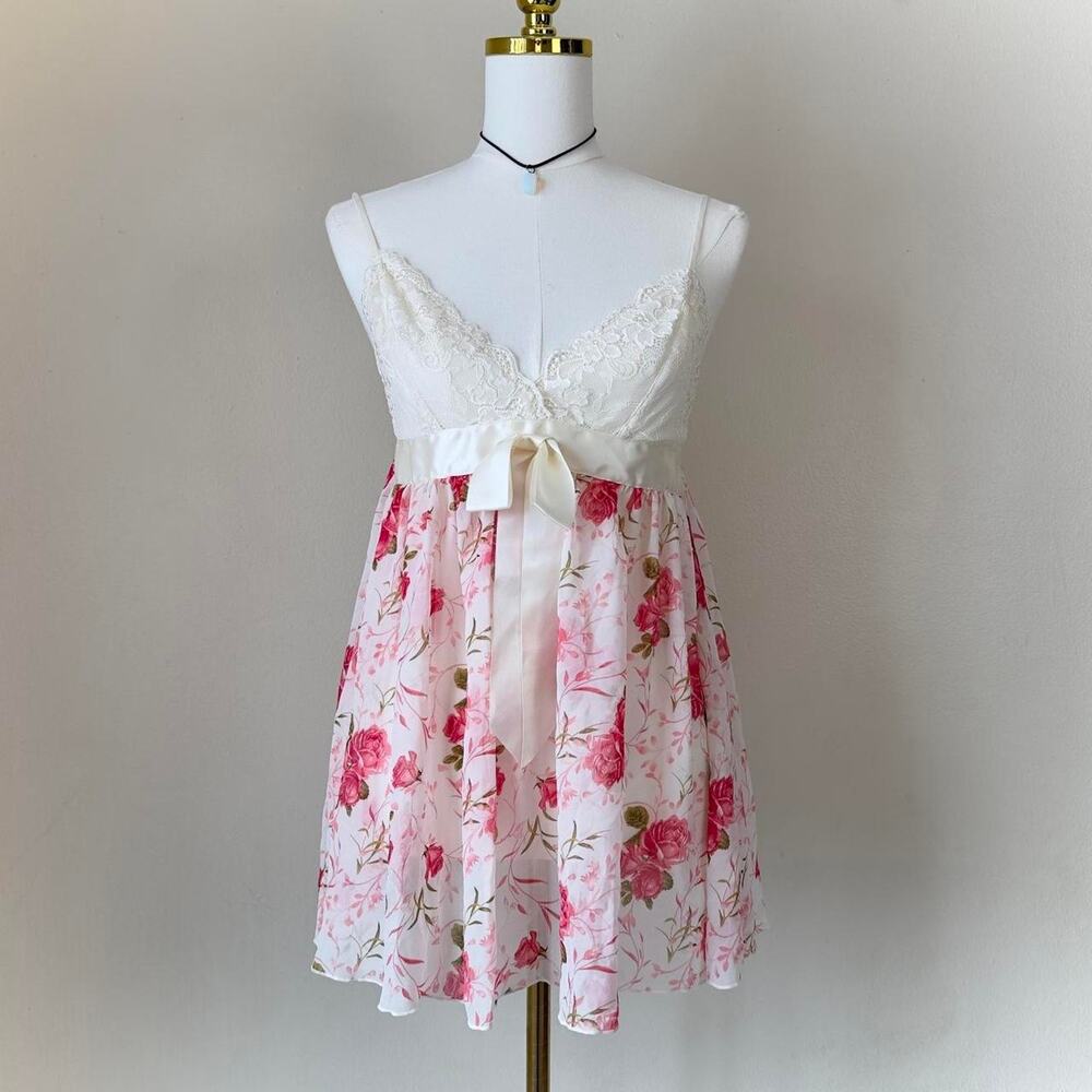 Inner Secrets Floral Fairy Coquette Babydoll Slip Dress - Size Small